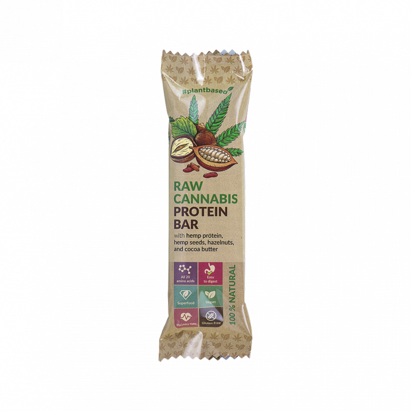 Raw Cannabis proteinová tyčinka - kakao a lískový ořech - EUPHORIA