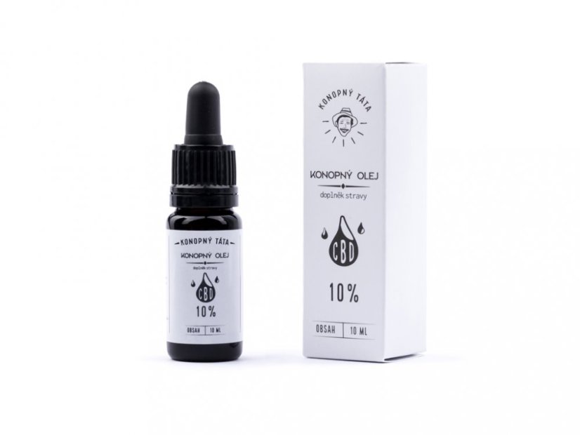 CBD olej 10 % - Konopný táta - lahvička a krabička