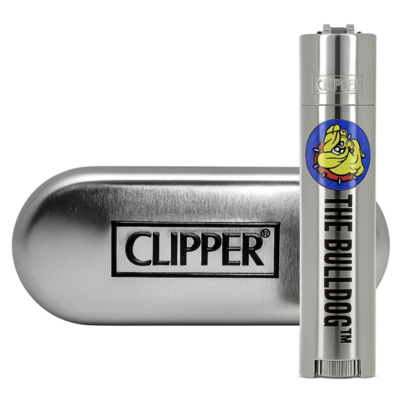 Zapalovač CLIPPER Silver Bulldog - s pouzdrem